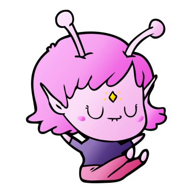 vektör çizim karikatür uzaylı kız