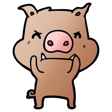 kızgın çizgi film domuz vektör çizim