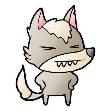 vektör çizim öfkeli wolf çizgi film