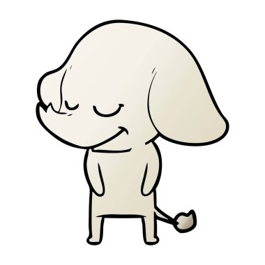 vektör çizim karikatür fil gülümseyen