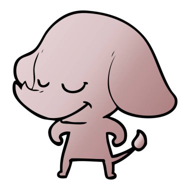 vektör çizim karikatür fil gülümseyen