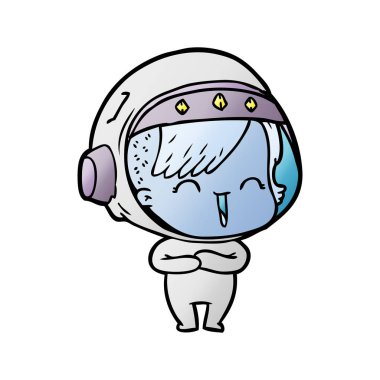 vektör çizim karikatür gülen astronot