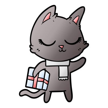 Sakin karikatür kedi vektör çizim