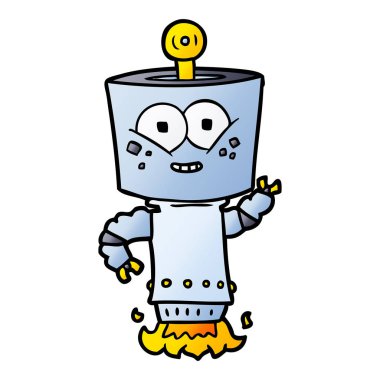 mutlu karikatür robot vektör çizim