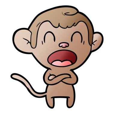 Vektör çizim üzerinde beyaz izole karikatür bağırarak maymun