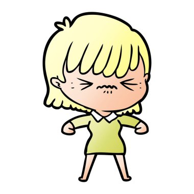 rahatsız çizgi film kız vektör çizim