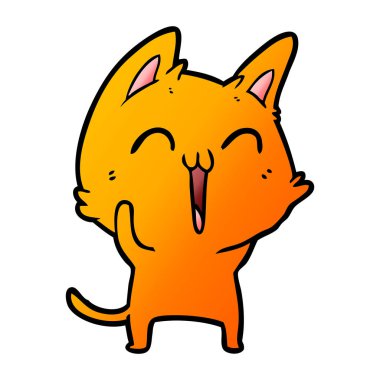 vektör çizim karikatür mutlu kedi