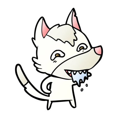 vektör çizim karikatür aç kurt