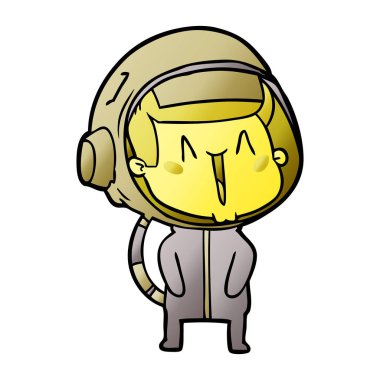 mutlu karikatür astronot vektör çizim