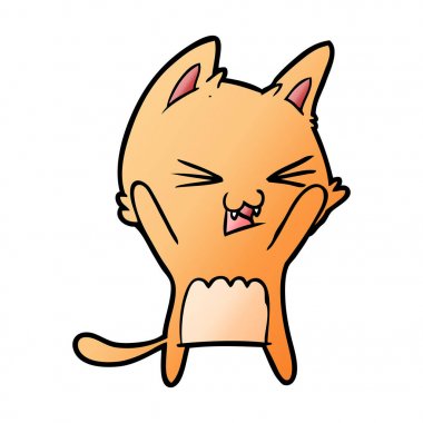 vektör çizim karikatür kedi tıslama