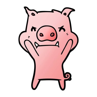 kızgın çizgi film domuz vektör çizim