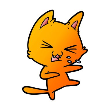 vektör çizim karikatür kedi tıslama