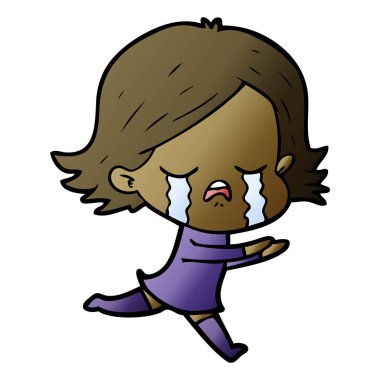 vektör çizim karikatür kız ağlıyor