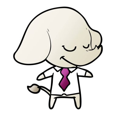 vektör çizim karikatür fil gülümseyen