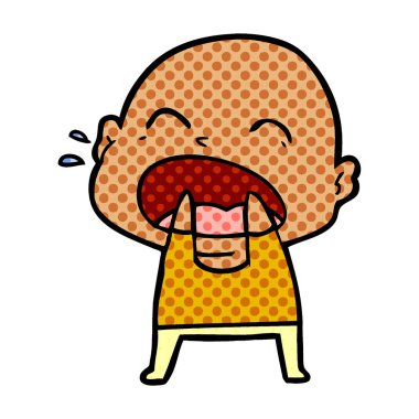 karikatür bağırarak kel adam