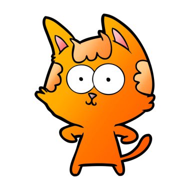 vektör çizim karikatür mutlu kedi