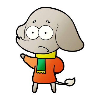 Fularlı emin fil çizgi film