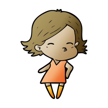 Çizgi filmdeki kadının vektör çizimi