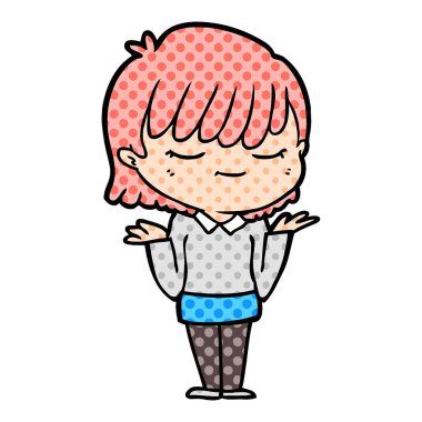 Çizgi filmdeki kadının vektör çizimi