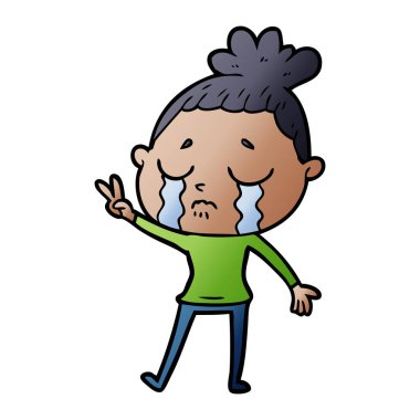 vektör çizim karikatür ağlayan kadın