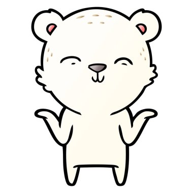 mutlu karikatür kutup ayısı omuzlarında shrugging