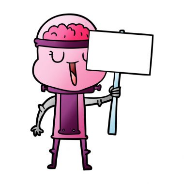 mutlu karikatür robot işareti ile