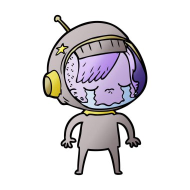 vektör çizim karikatür ağlayan astronot