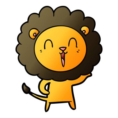 Aslan karikatür gülen vektör çizim
