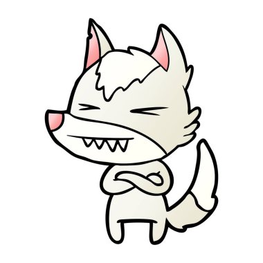 vektör çizim öfkeli wolf çizgi film