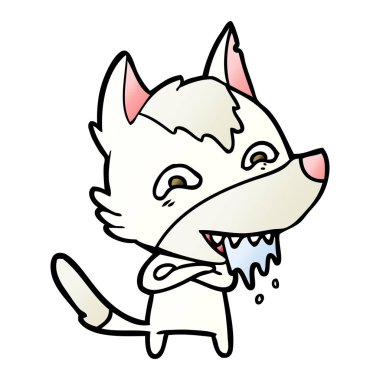 vektör çizim karikatür aç kurt