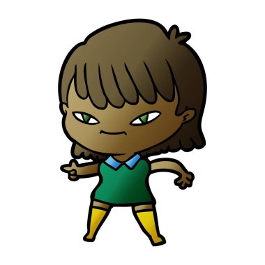 Çizgi filmdeki kadının vektör çizimi