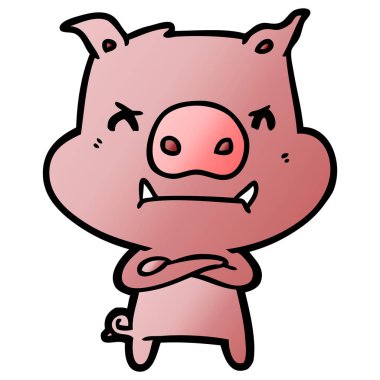 kızgın çizgi film domuz vektör çizim