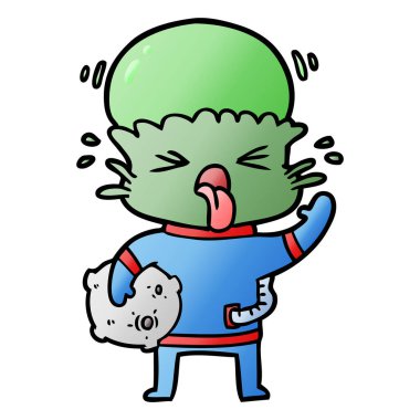 garip karikatür uzaylı vektör çizim