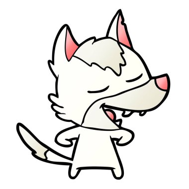 vektör çizim karikatür kurt gülen