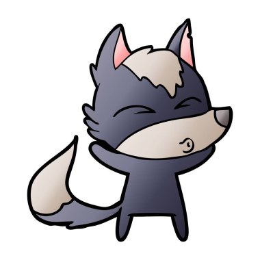 vektör çizim karikatür kurt ıslık