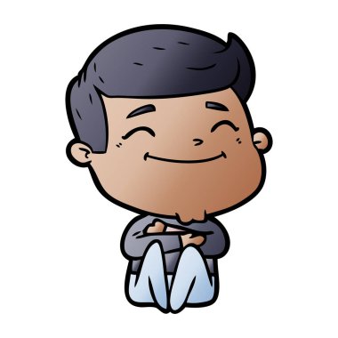 mutlu çizgi film adam vektör çizim