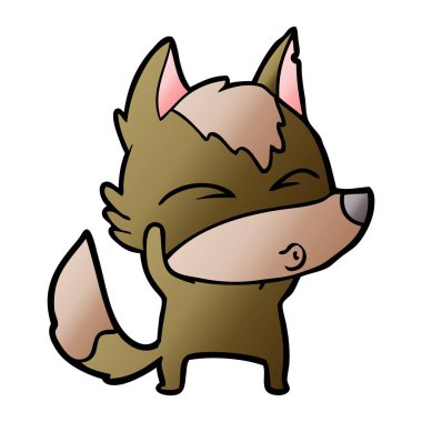 vektör çizim karikatür kurt ıslık