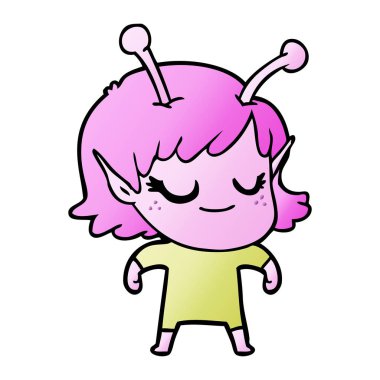 gülümseyen uzaylı kız çizgi film