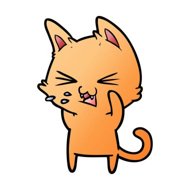 vektör çizim karikatür kedi tıslama