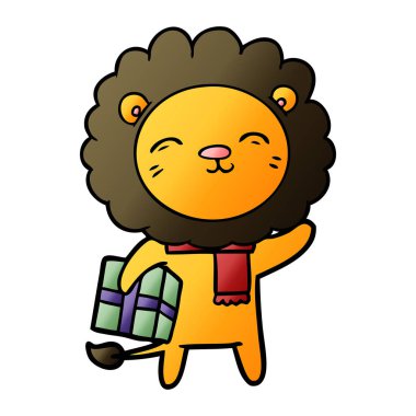 Noel hediyesi ile çizgi film aslan