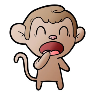 Vektör çizim üzerinde beyaz izole karikatür bağırarak maymun