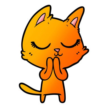 Sakin karikatür kedi vektör çizim