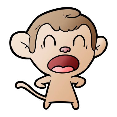 Vektör çizim üzerinde beyaz izole karikatür bağırarak maymun