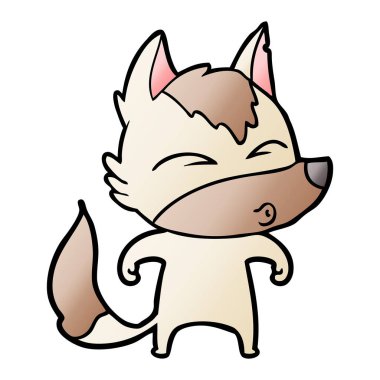 vektör çizim karikatür kurt ıslık