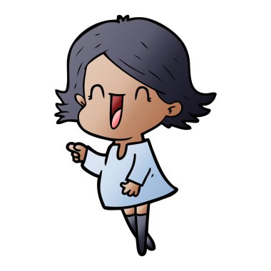 vektör çizim karikatür mutlu kadın