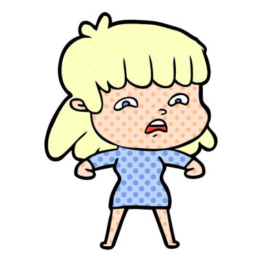 vektör çizim karikatür endişeli kadın