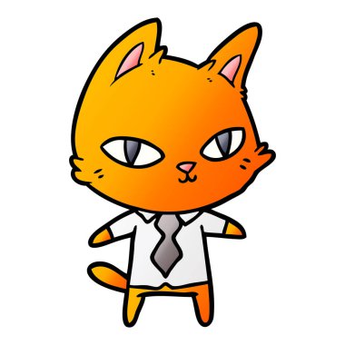 Karikatür kedi office giysili