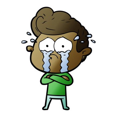 adam ağlıyor çizgi film vektör çizim