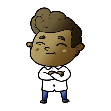 mutlu çizgi film adam vektör çizim