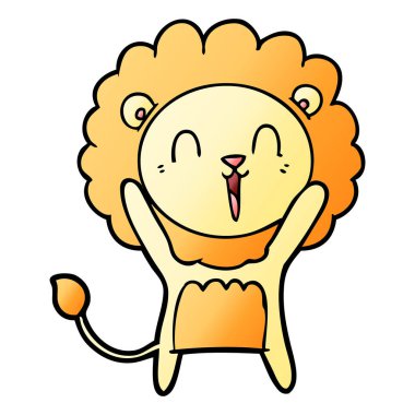 Aslan karikatür gülen vektör çizim